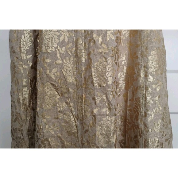 Handmade Bohemian Maxi Skirt Neutral Metallic Gold Floral Design 16 EUC Gorgeous - Picture 8 of 10